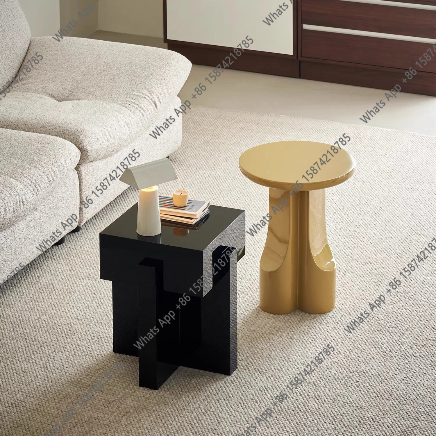 Candy corner few living room home sofa art coffee table movable side few paint designer