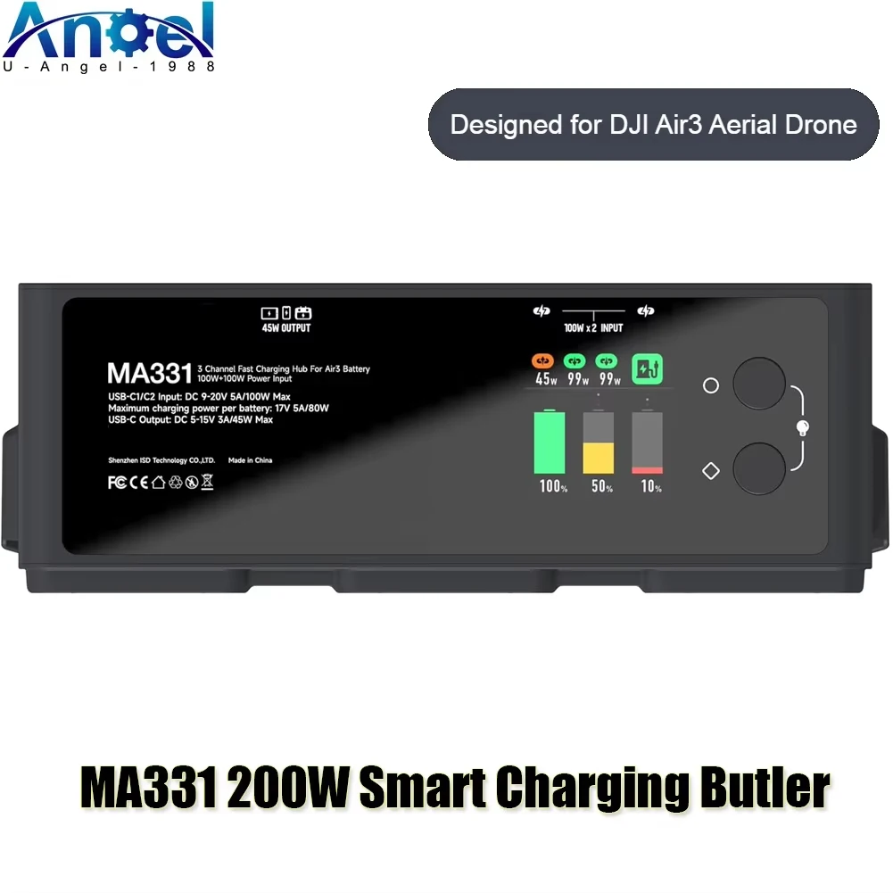 

ISDT MA331 Air 3 Charging Hub 200W 3 Channel Smart Battery Charger with APP Connection LCD Display and Discharge for RC Drone