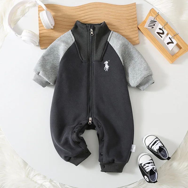 ملابس أطفال الرضع رومبير شتوي مبطن بالصوف مع سحاب سميك دافئ نمط المال القديم ملابس للفتيات حديثي الولادة Boys66-100