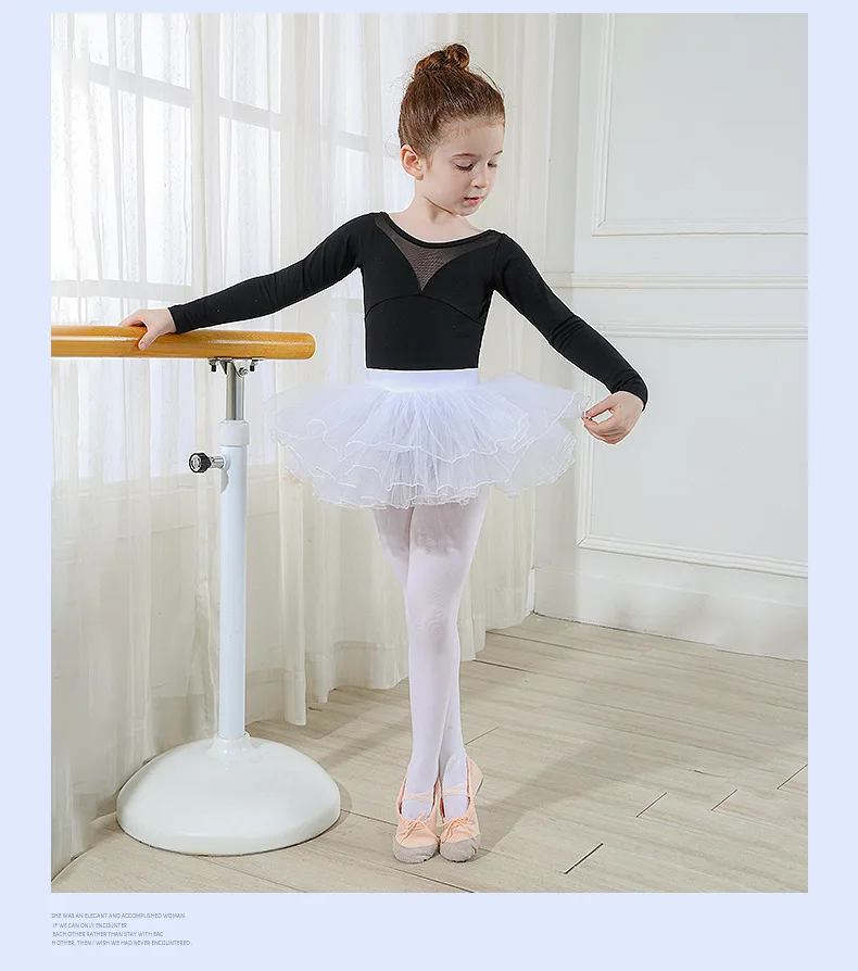 Girls Ballet Tutu Skirts Pink Kids Fluffy 4 layer Soft Yarn Tulle Skirts White Elastic Ballet Leotard Skirts