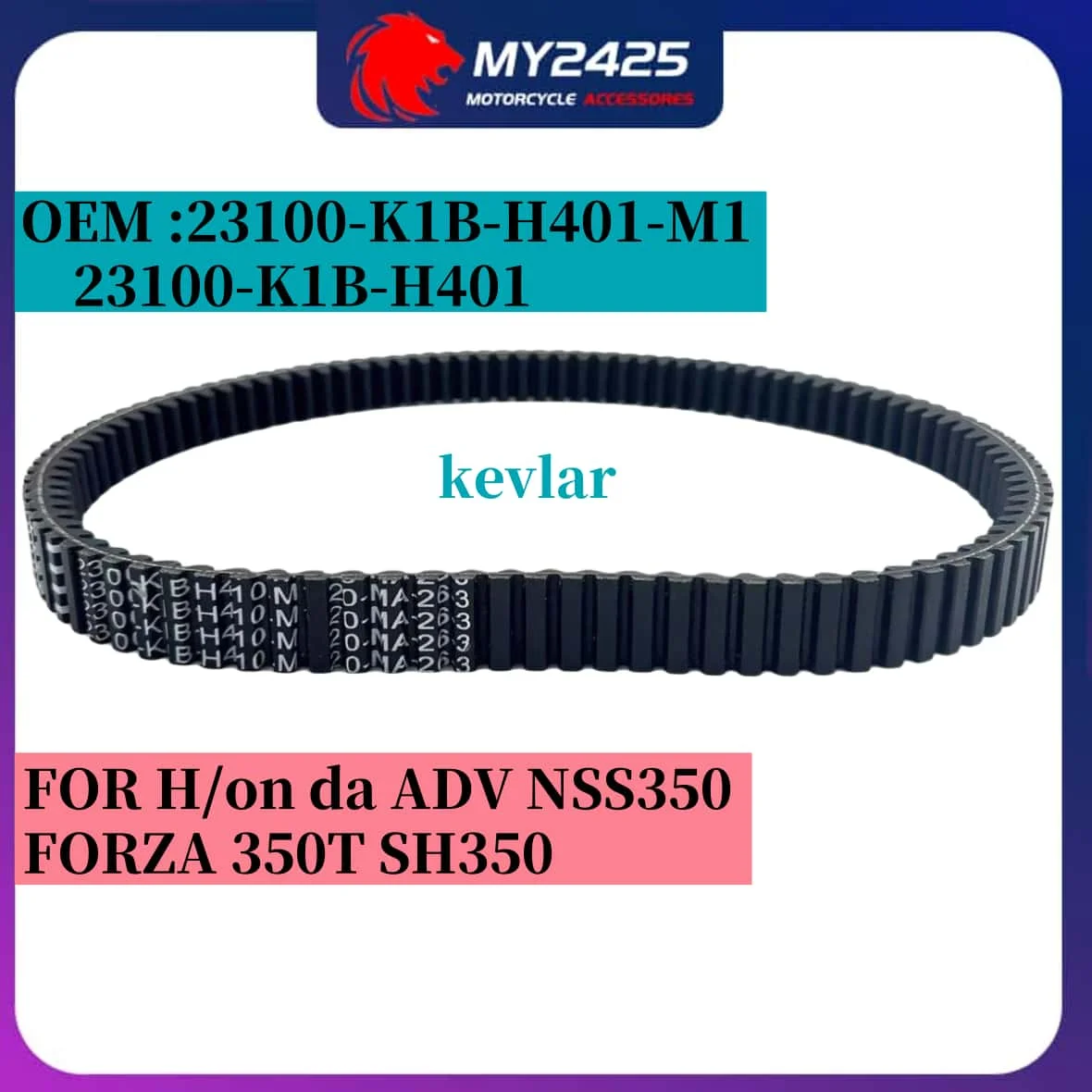 

Kevlar GENUINE Scooter V-Belt OEM 23100-K1B-H401-M1BELT SIZE for H/on/da; ADV NSS350 FORZA 350T SH350 CVT Transmission belt