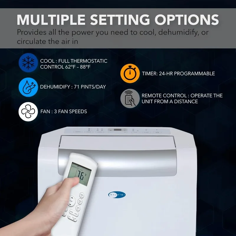 Whynter ARC-148MHP tragbare Klimaanlage mit 14.000 BTU und 10.000 BTU Luftheizung mit Luftentfeuchter und Ventilator für 500 Quadratfuß