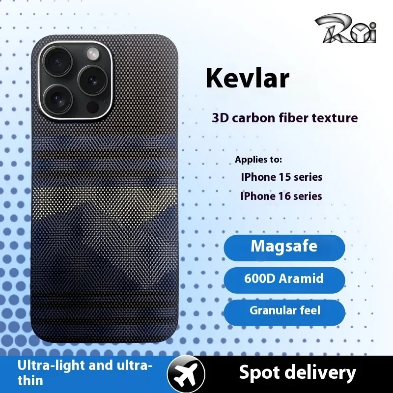 

Крутой магнитный чехол из 100% углеродного волокна для iPhone 15/16 | Кевлар, защита от отпечатков пальцев, MagSafe | Тонкий, противоударный, устойчивый к царапинам