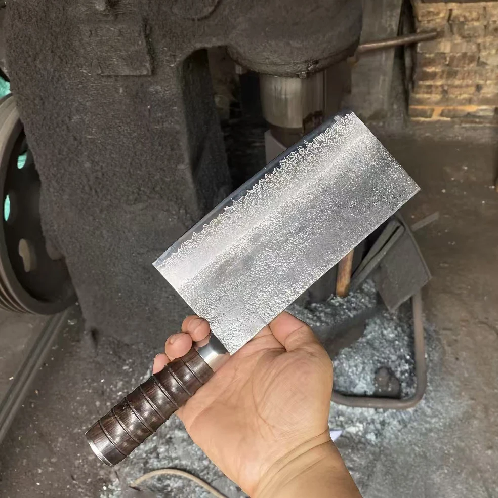 8 Inch Slicing Knife Handmade Forged Damascus Steel VG10 Blade Ebony Handle Chef Cutting Vegetable Cleaver Meat Kitchen Knife