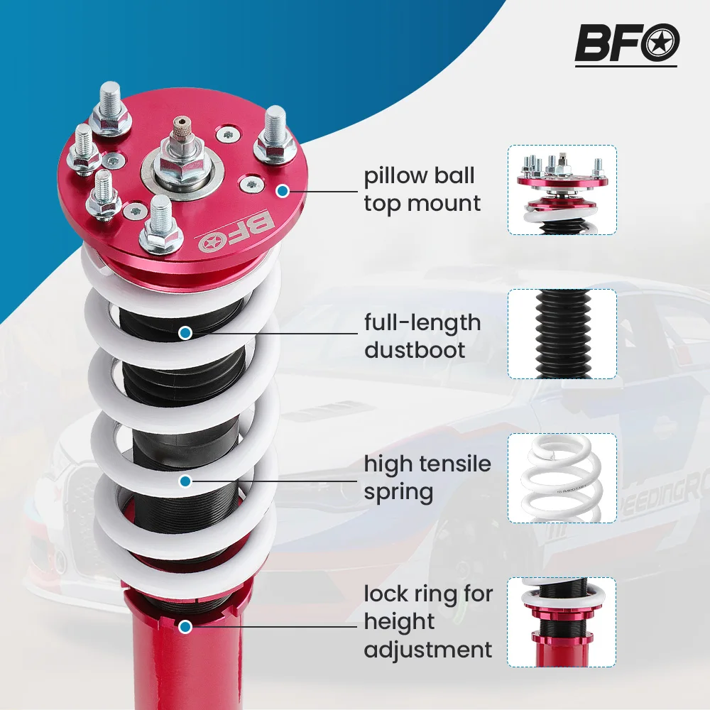 BFO Street Sport Coilovers Lowering Kit for Honda Accord 03-07 Damper Adjustable Front & Rear Damper Suspension Strut