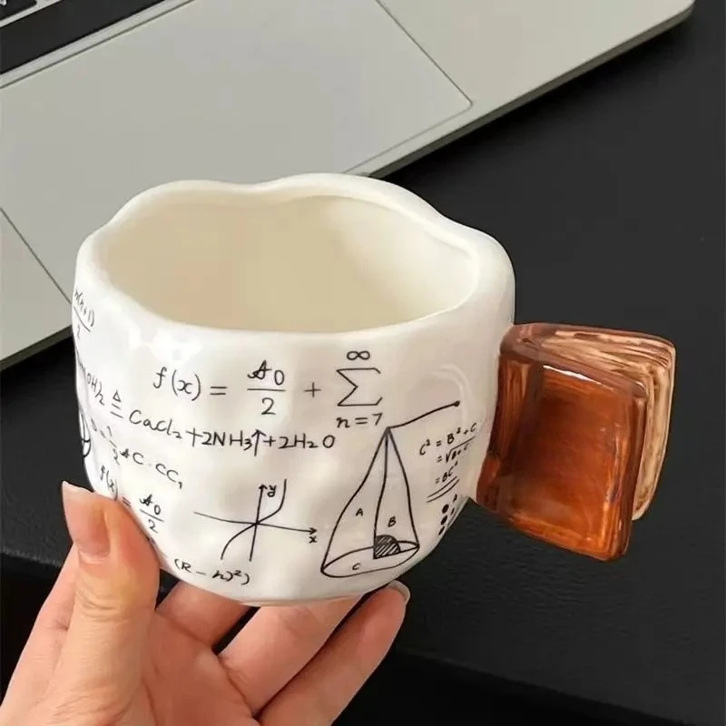 Science Ceramic Coffee Mug with Handle Physical Chemistry Mathematical Formulas Porcelain Breakfast Cup for Milk Tea Home Office