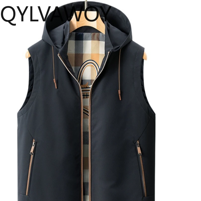 

QYLVAWOY 2025 Spring Autumn New Men's Hooded Casual Sports Vest Outerwear Stylish Comfortable Versatile Layering Top LJ2713
