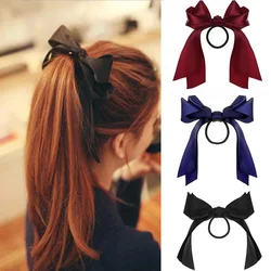 Gravatas de cabelo bowknot coreanas para mulheres, Scrunchies para meninas, elásticos, headwear longo, laço de fita, rabo de cavalo, acessórios de cabelo