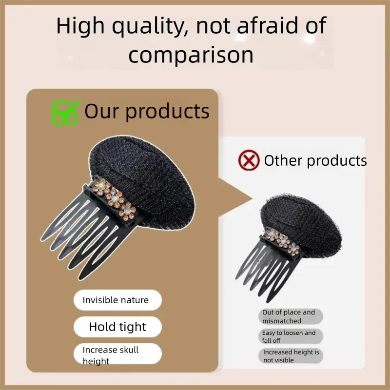 Cuscinetto per capelli invisibile di nuovo stile per l'area della corona Accessorio per capelli volumizzante per corona alta Clip per sollevamento radici senza soluzione di continuità per l'area della corona