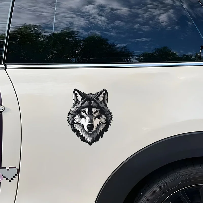 1개 트렌디 늑대 머리 스티커 - 방수 비닐 자연 포식자 그래픽 - 물병 노트북 자연 애호가 멋진 장식