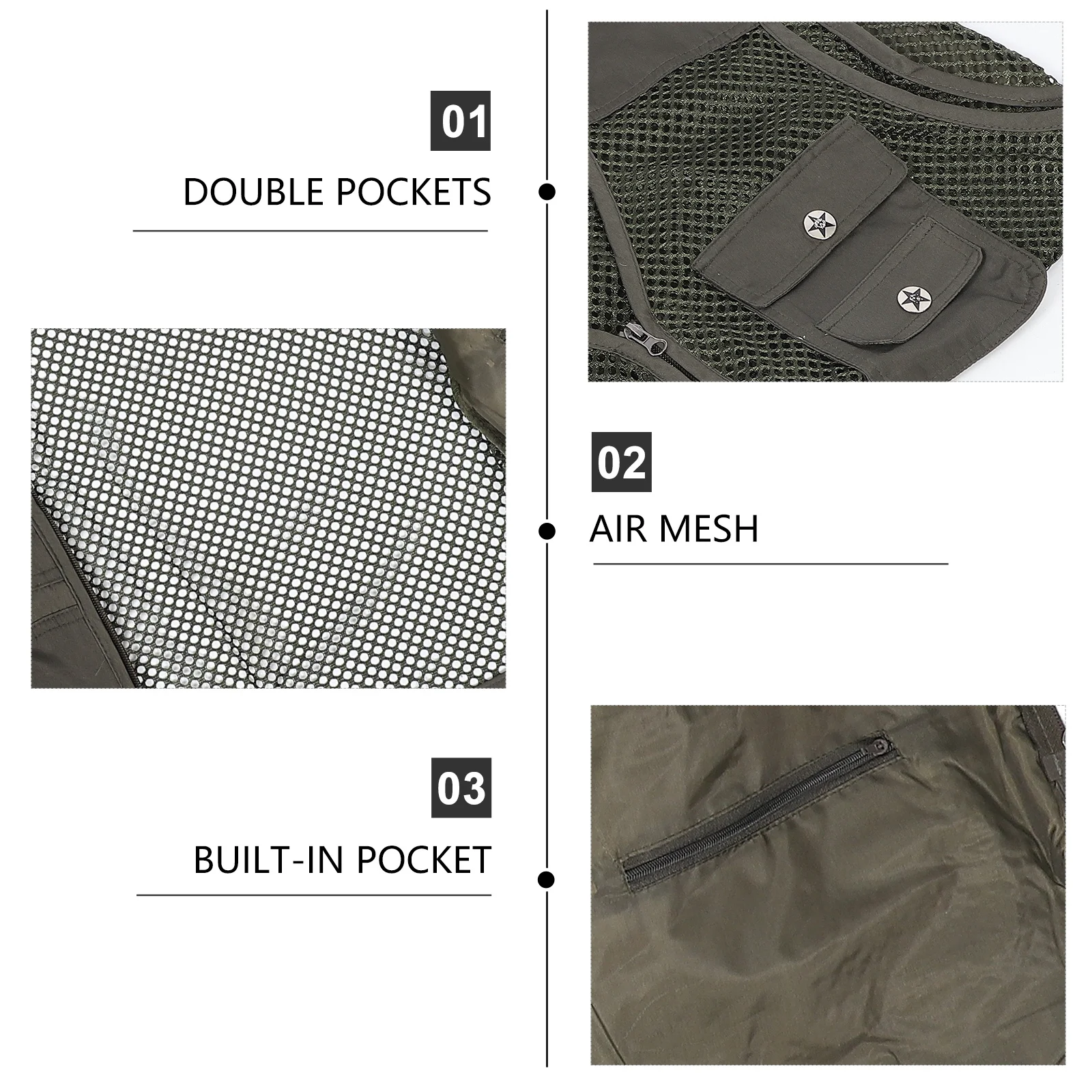 

Multi-pocket Mesh Vest Outdoor Multi-function Mens Hiking Recreation Men's with Pockets Woman