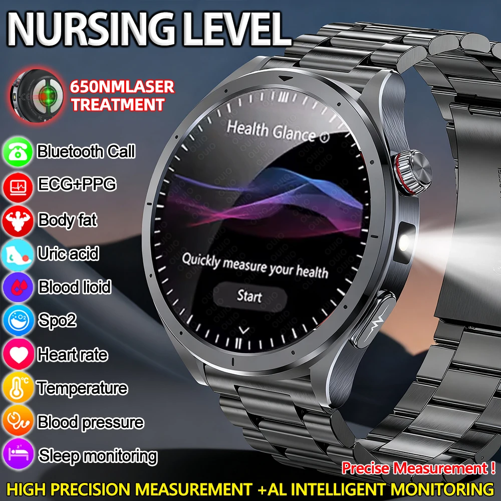 

NEW 2025 AL-GPT Health Watch ECG+PPG Uric Acid Blood Pressure Body Analysis HD Call LED Flashlight Smart Watch Women Men’s