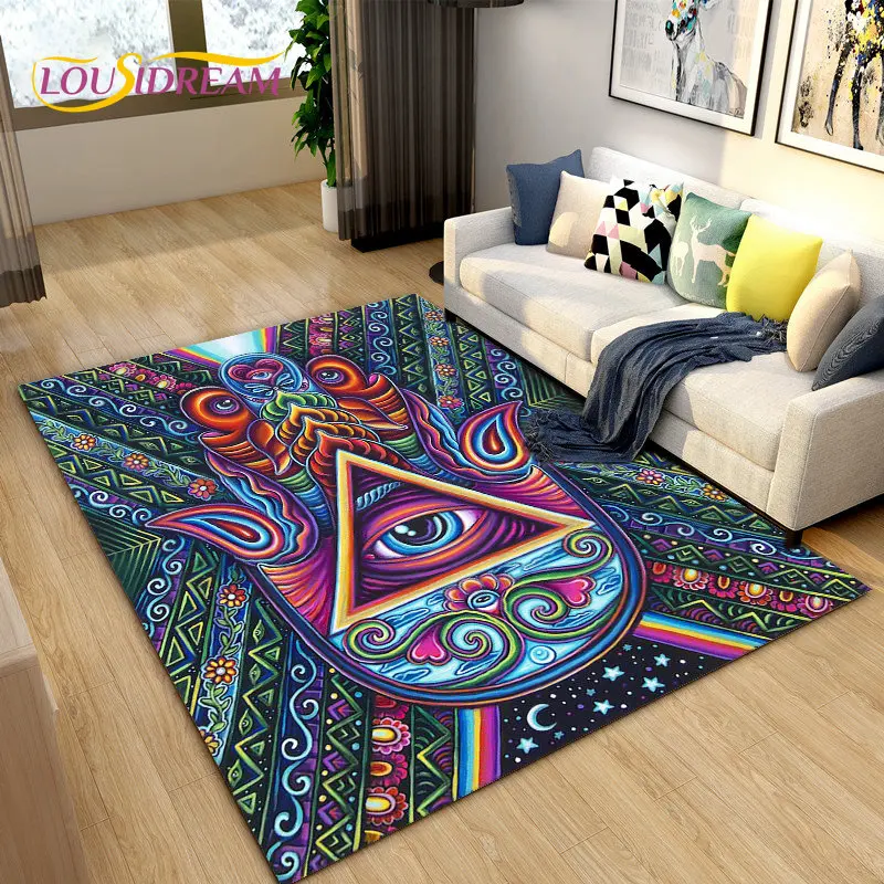 

Tree of Life Evil Eye Area Rug,Hamsa Palm Mandala Carpet Rug for Living Room Decoration,Kids Play Crawling Non-slip Floor Mat