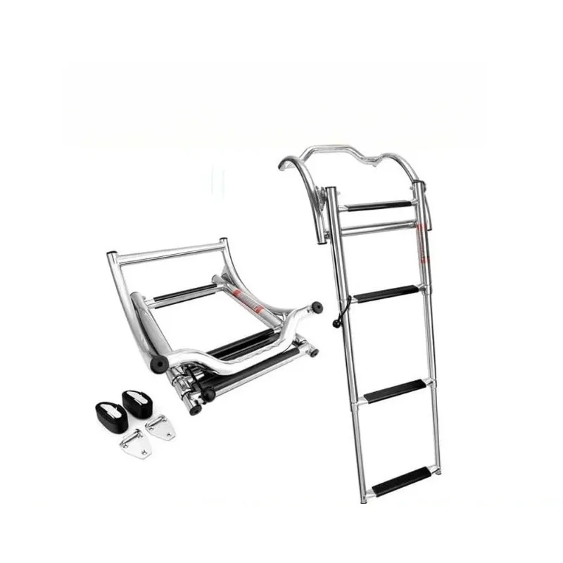 Corrosion Resistant Stainless Steel Retractable Swim Ladder, Telescopic Boarding Ladder for Yacht Kayak Boat Marine Hardware