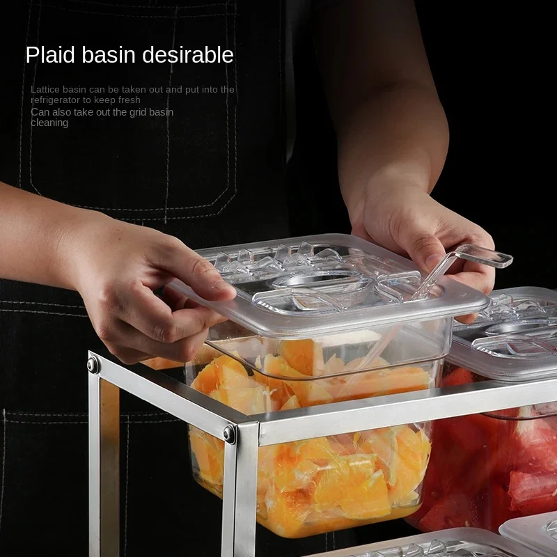 Acrylic Transparent GN Pans Visible Food Square Pots Exhibition Plate for Milk Tea Shops Storage Box with Rack for