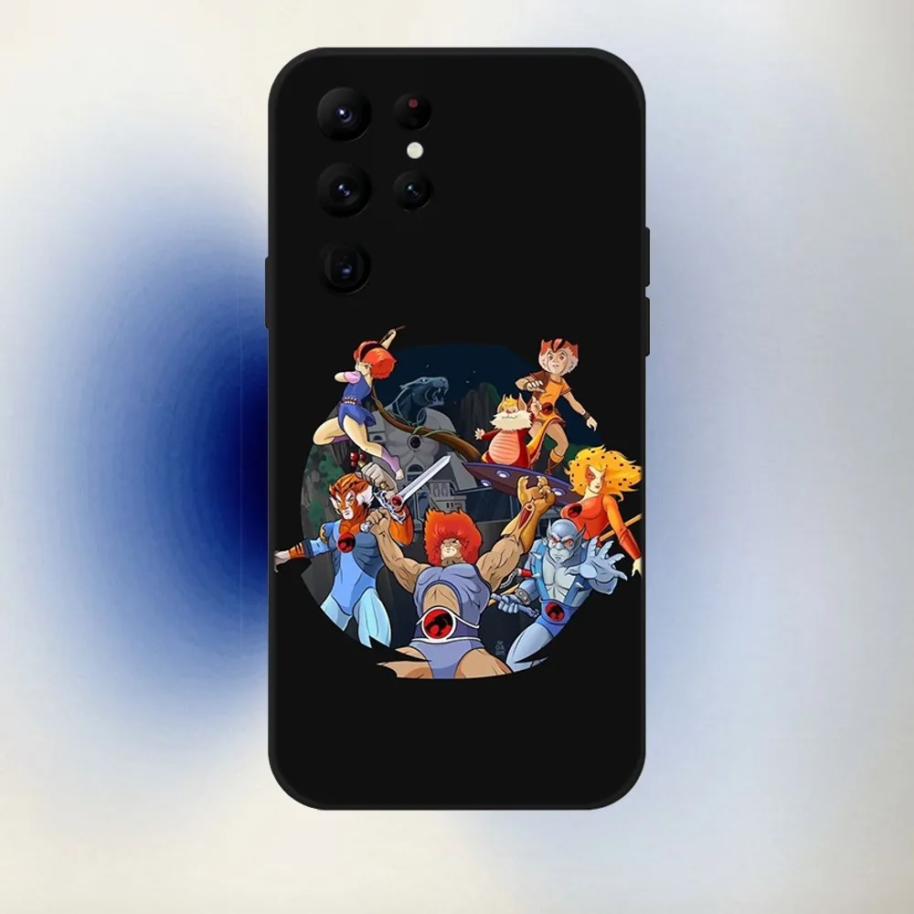 Cartoon T-ThunderCats Phone Case For Samsung S24,23,22,30,21,10,9,Ultra,Plus,Lite,FE,5G Black Soft Case