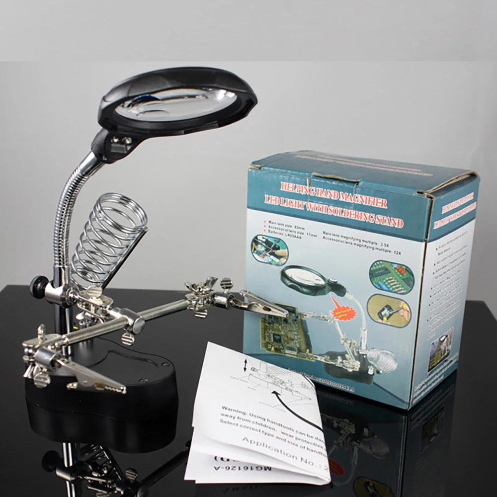 Magnifying Glass for Electronic Repair Third Hand for Soldering With Magnifying Magnifying Glass With Professional Led Light