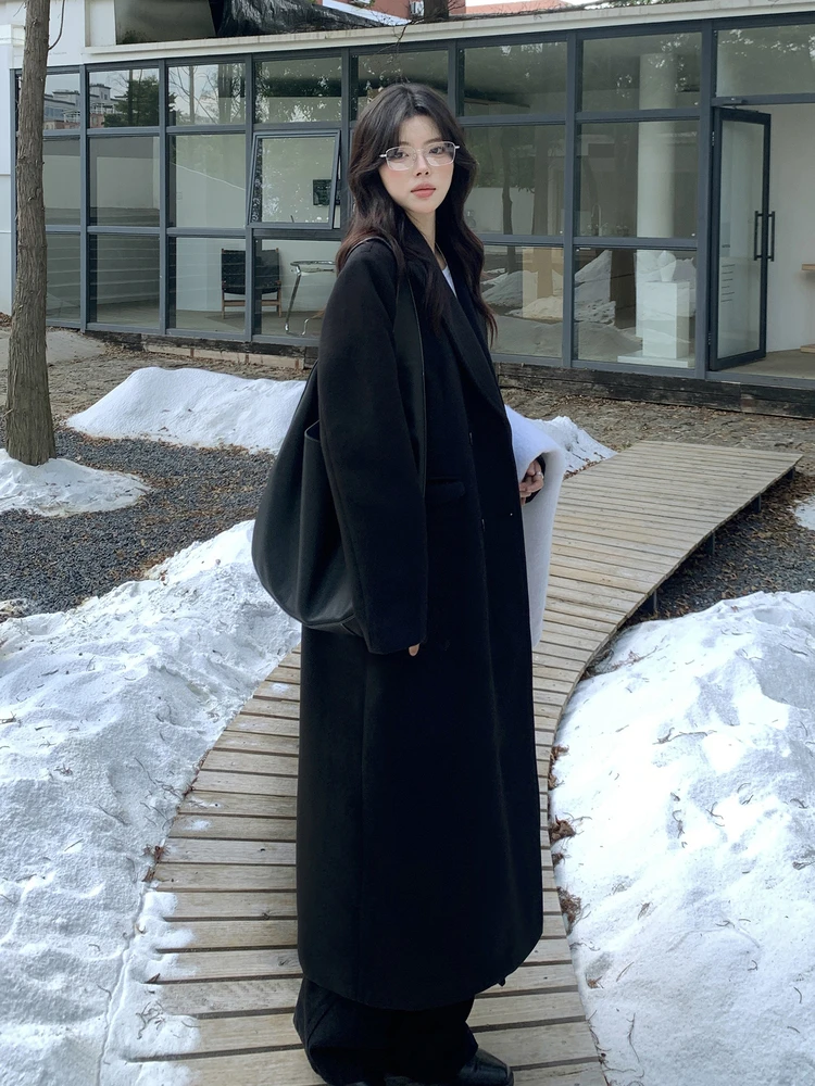 

Bla Long oulder High Women's Woolen Coat 2025 Autumn Winter New Luxury Sensation Tweed Coat Korean Sle Straight Cut