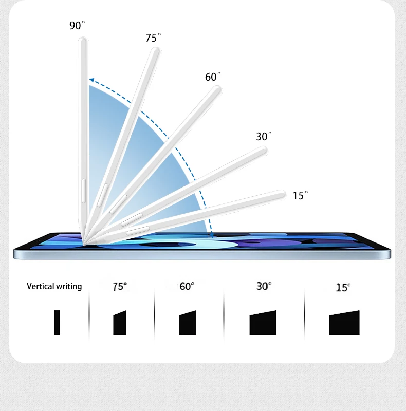 Stylet de développement sans fil pour Apple Pays l 1/2, stylet inclinable à rejet de l'hypothèse pour iPad Air 4/5/Mini/6/Pro/11