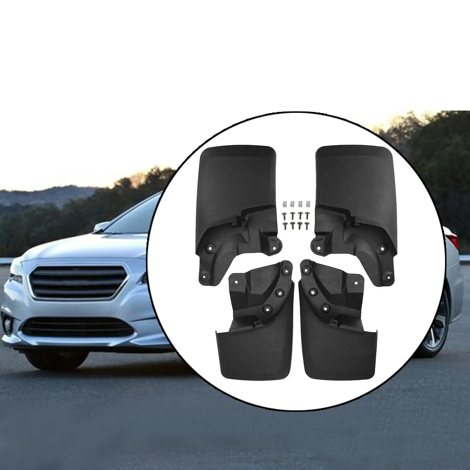 

4 Pieces Set, Front Rear Set, Waterproof Molded Splash Guards, , 2016-2021, Mudflaps Black