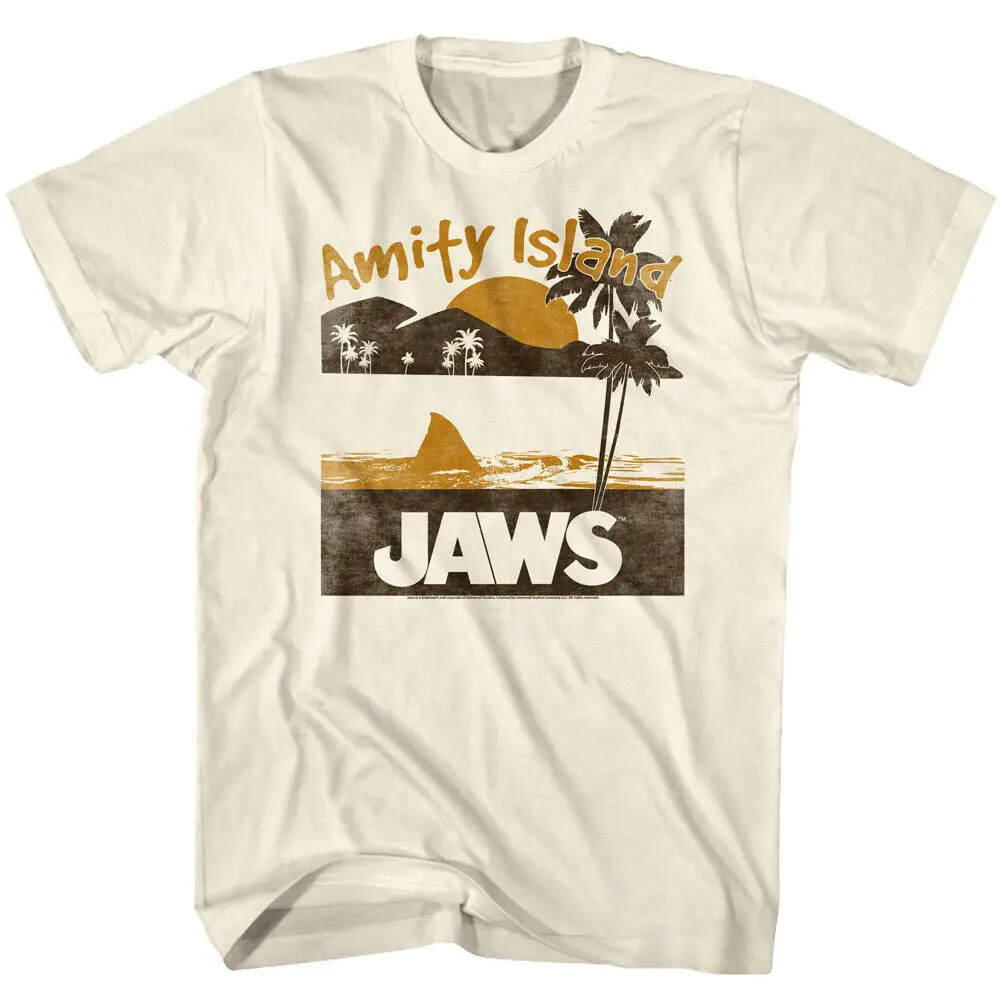 Jaws Amity Island Sand Men'S T Shirt Shark Fin Ocean Swim Surfing Movie Merch