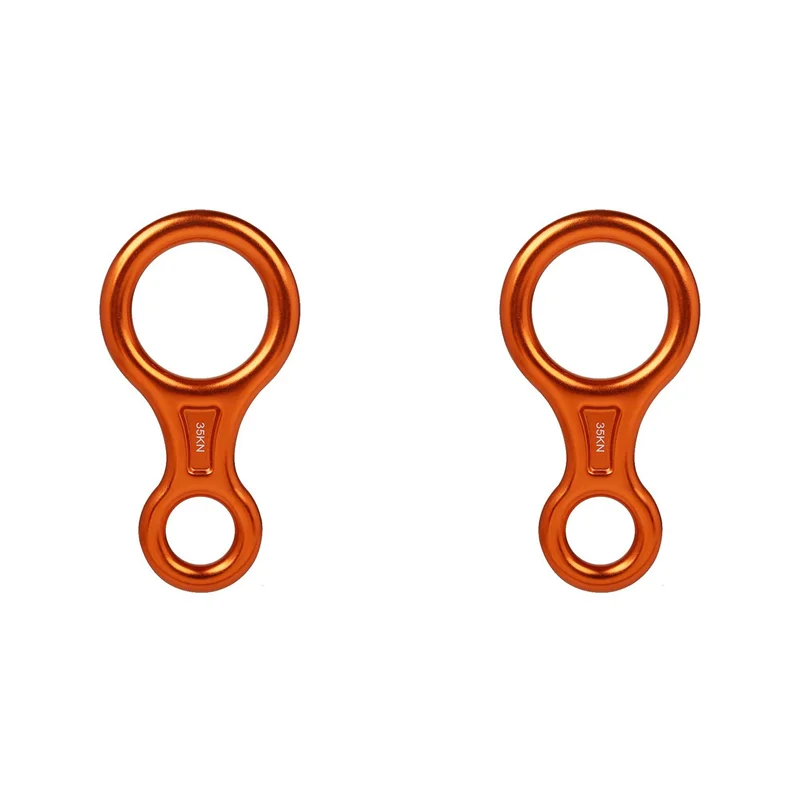 

YHOLI-2X 35KN Figure 8 Climbing Descender Aluminum Alloy Downhill Equipment For Climbing Belaying And Rappeling Device, Orange