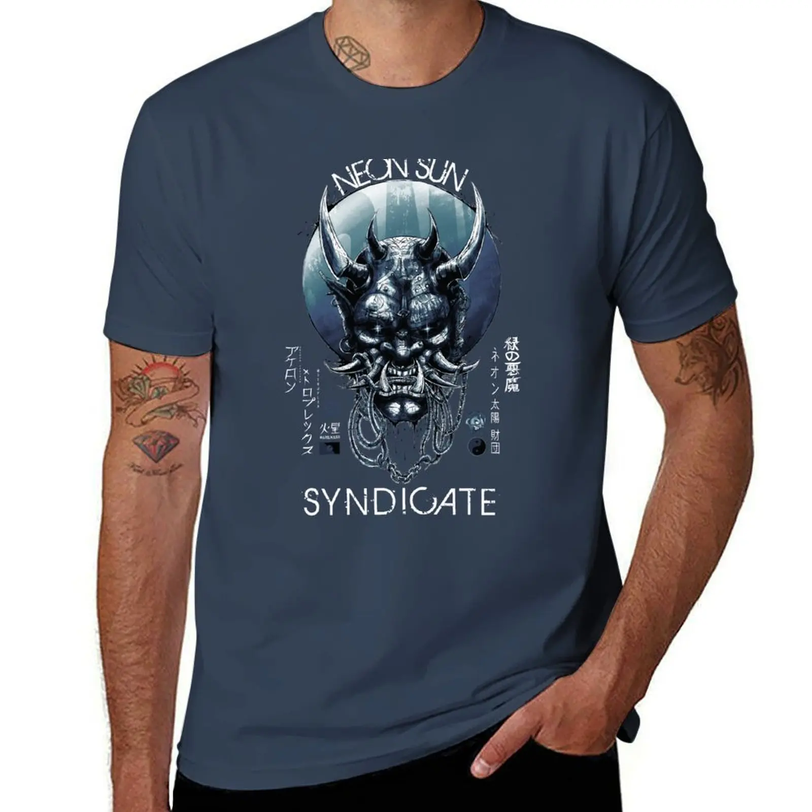 Blue Oni Mask T-Shirt cotton t shirts man 100% man t shirts high quality luxury brand cotton t shirts high quality T-Shirt