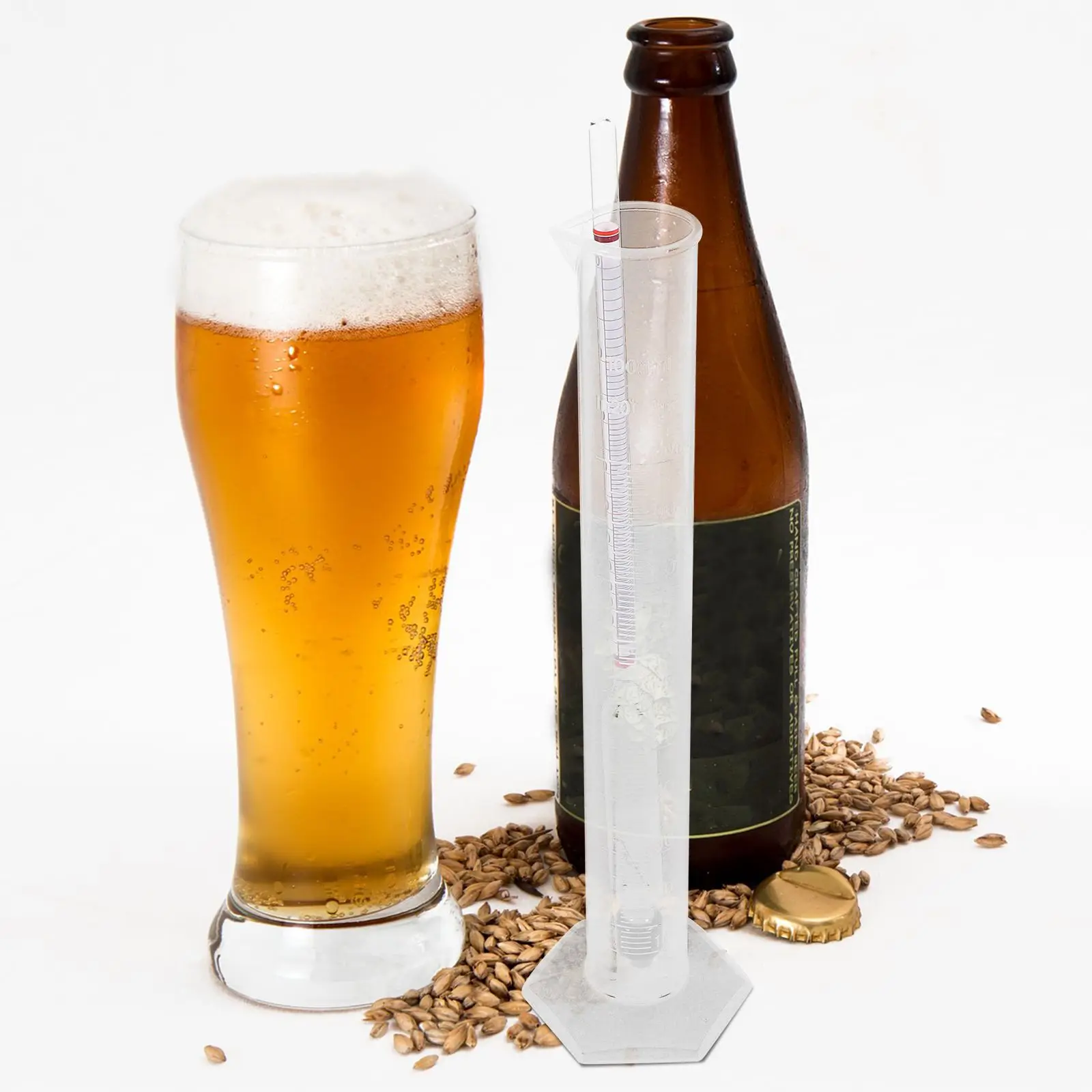 Alcohol Density Meter 0 100 Proof Hydrometer Specific Tester Measure Cups Plastic Portable Brewing Supplies Home Use Lab