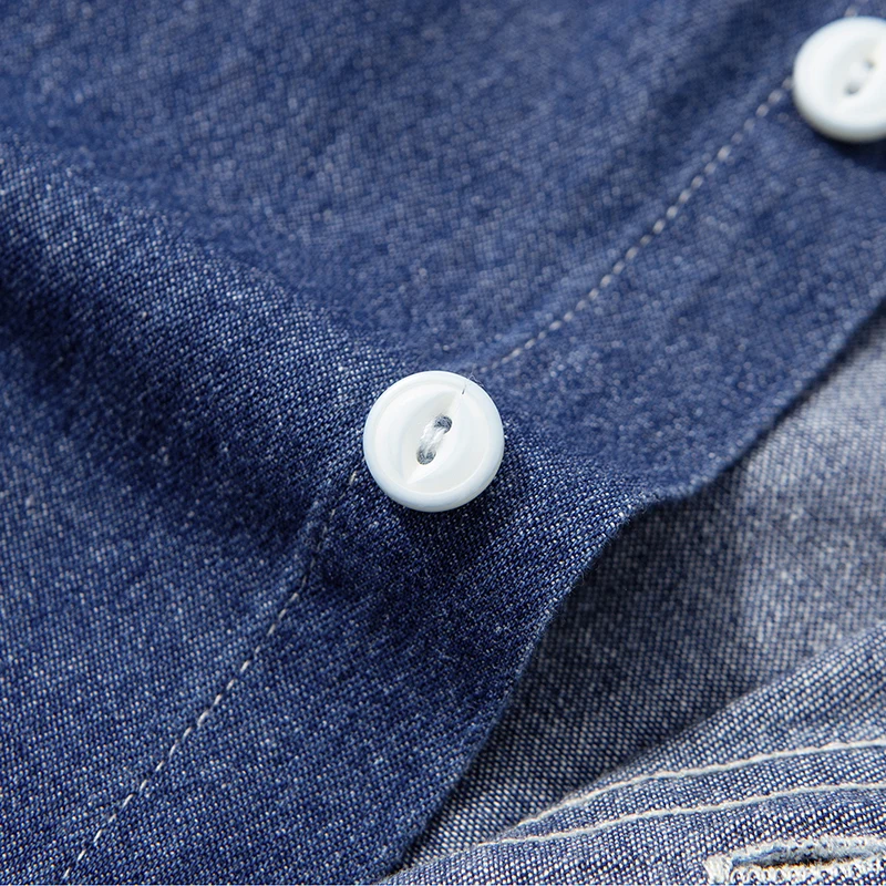 New 100% Cotton Trendy Jean Clothes 2026 Spring Summer Double Chest Pockets Jean Shirt Single Breasted Jean Tops Short Sleeved