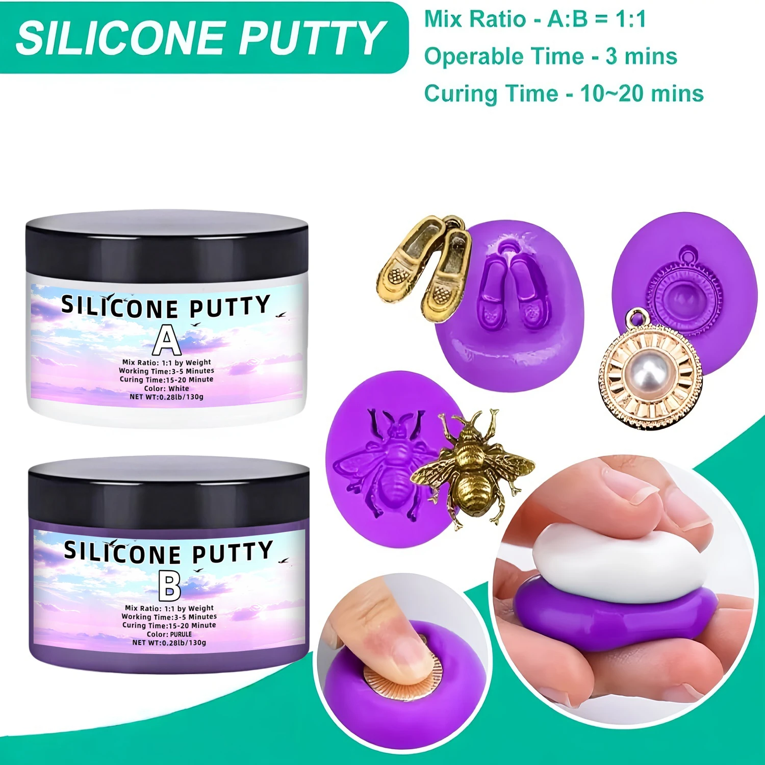 Silicone Putty Kit for DIY Making | Non-toxic, Heat | for DIY Resin Casting Resin , Wax, Crafts and DIY Project Make (Purple)