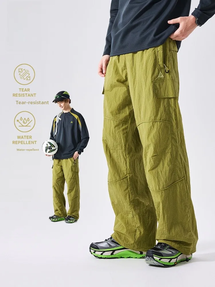 LAZY DAY Men's Outdoor Nylon Checkered Waterproof Mountain Climbing Trousers Lightweight Hiking Wear-Resistant Workwear