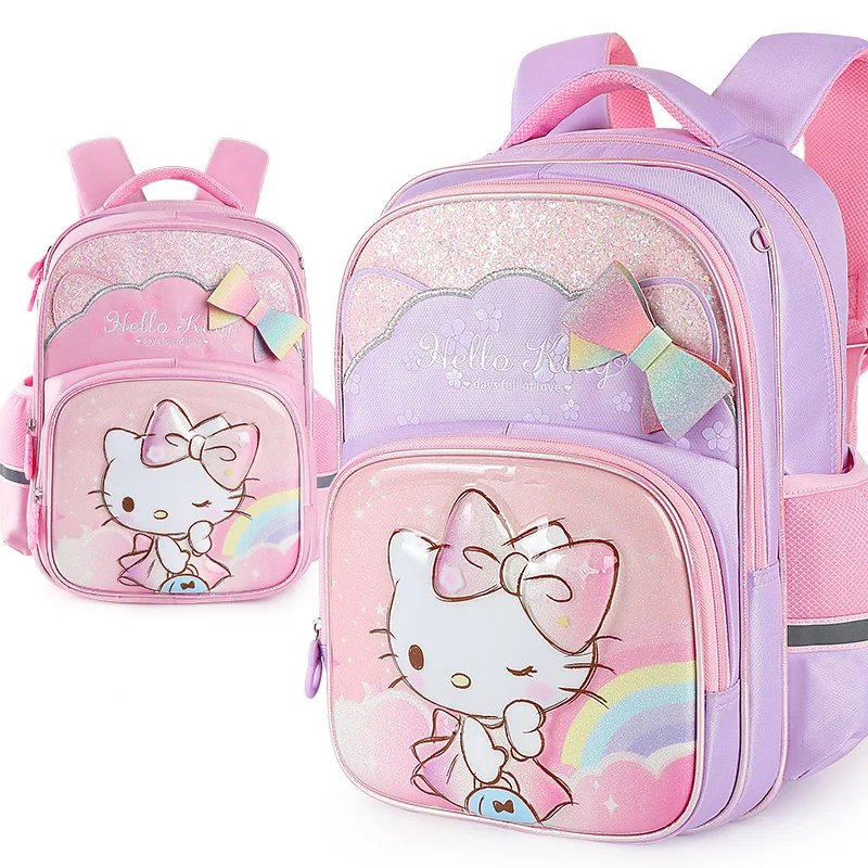 Miniso Hello Kitty Girl Schoolbag Primary Student School Bag Children Cute Relieve Burden Backpack Pupil Cartoon Grades 1-3 Gift