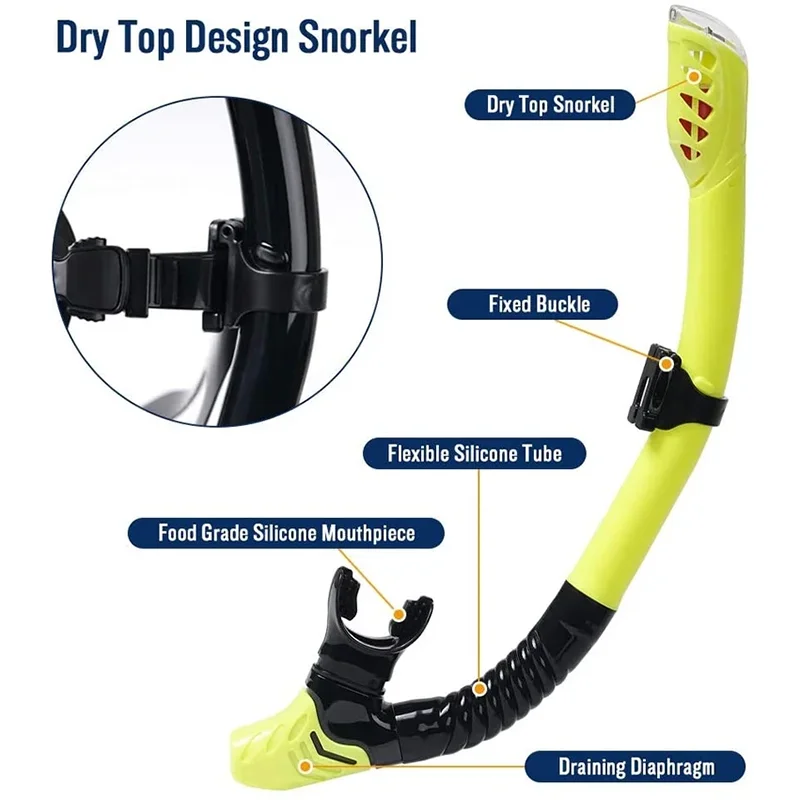 

Anti - Wave Fully Dry Snorkel for Adults | Waterproof Breathing Tube with Silicone Mouthpiece, Diving & Freediving Equipment