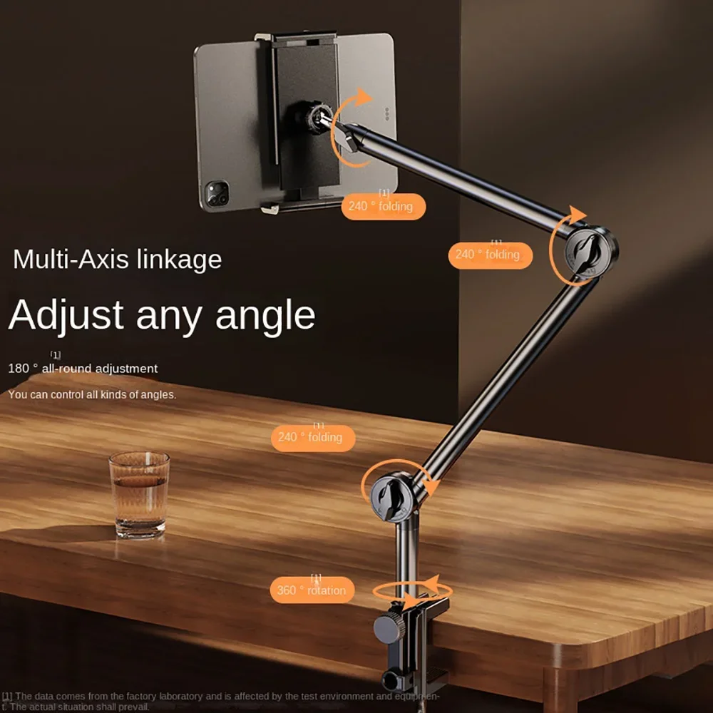 Universal Tablet Stand Clip Lazy Bracket Flexible Articulating Aluminum Arm Phone Mount Tablet Holder For All 4-11 Inch Device