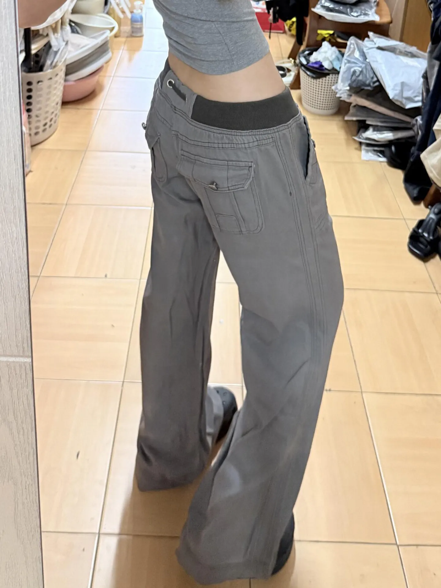American Sweet And Spicy Low Waist Bell Bottom Workwear Jeans Women's New Design Sensation  Straight Leg Bell Pants