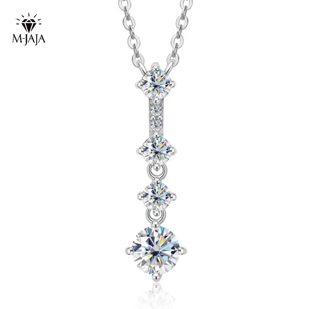 

M-JAJA 0.8ct Moissanite Tassel Pendant Necklace for Women S925 Sterling Silver Diamond Choker Necklace Gold Plated Fine Jewelry