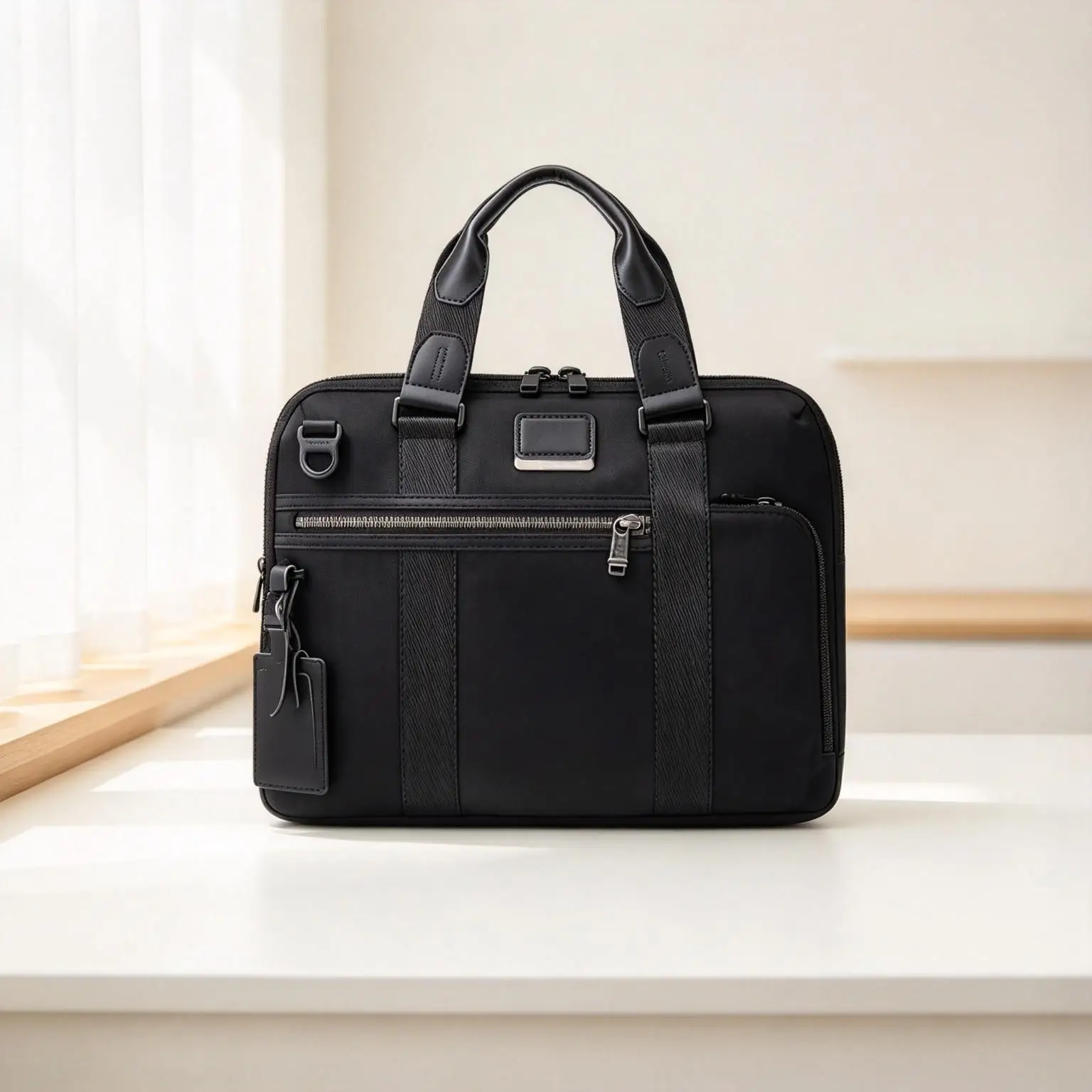Men's Nylon Briefcase, Large Capacity Business Commute Handbag, Lightweight Casual Single Shoulder Bag