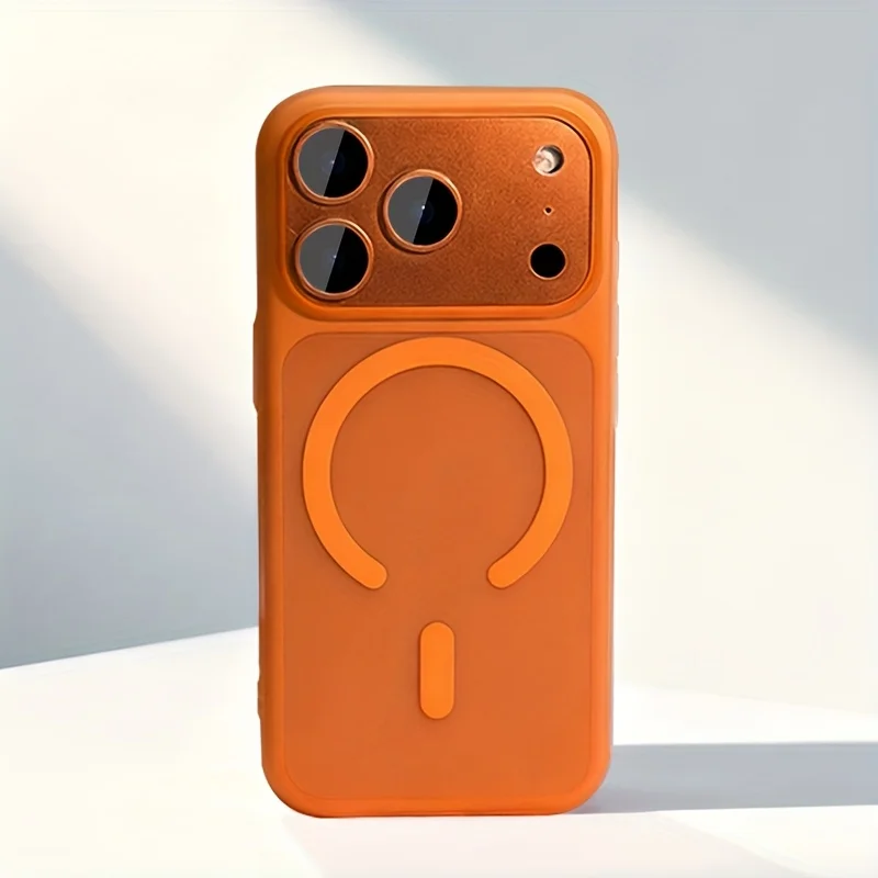 

Для iPhone 17 Pro Max светло-оранжевый полупрозрачный магнитный противоударный чехол с беспроводной зарядкой 16 15 14 Pro Max