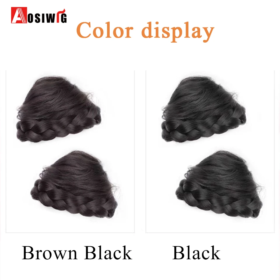 2PC Synthetic Drawstring Cat Ear Wig Bag Braided  hair Chignon Donut Braided Hairpieces Clip In Hair Bun For Daily wear Cute and