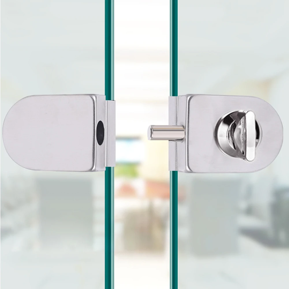 Drill-Free Frameless Glass Door Lock for 8-12mm Thick Glass Shop Glass Lock Floor Locks Knob Sliding Double Door Clamp-on Locks