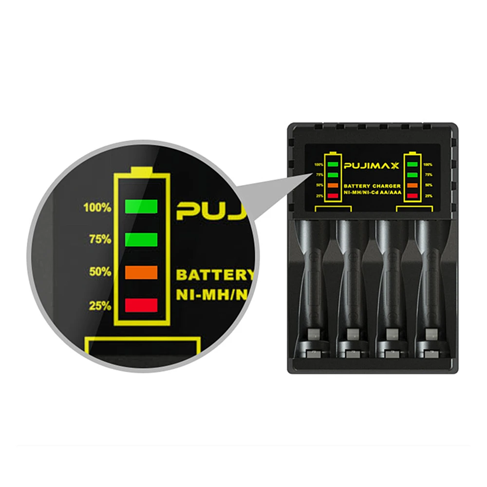4-слотовое зарядное устройство для аккумуляторов AAA/AA, зарядное устройство со светодиодным индикатором, зарядный кабель для Ni-MH/Ni-Cd аккумуляторов AA/AAA