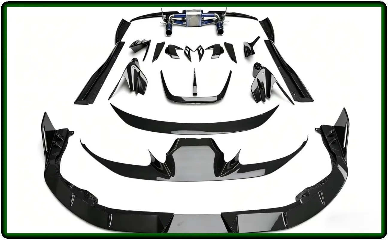 Custom Carbon Fiber M Style Wide Body Kit for F8 Front/Rear Bumper Lip Side Skirt Spoiler Clip-on Fog Light Clips