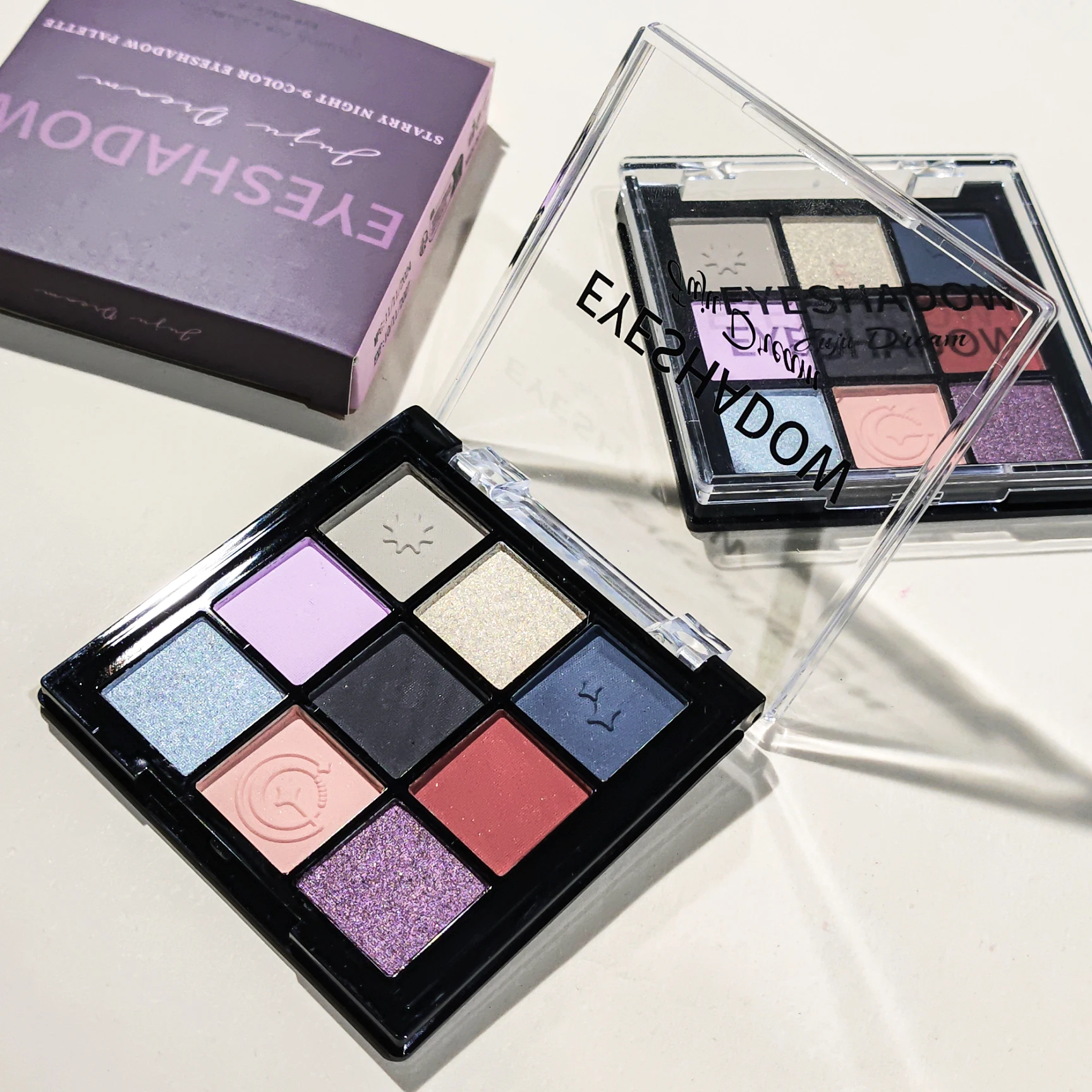 Plaque d'ombre à paupières neuf couleurs, nacré, mat, fée violette, diamant cassé froid, imperméable, maquillage durable