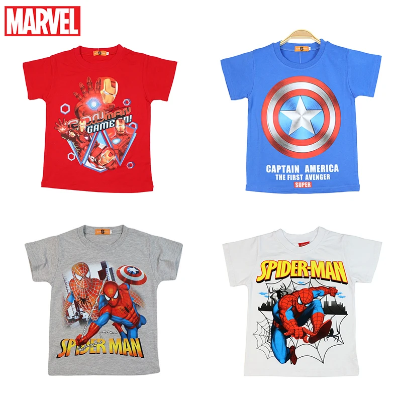

Детская летняя футболка Marvel, футболка, Человек-паук, Капитан Америка, модные повседневные топы с коротким рукавом для мальчиков и девочек, подарки на день рождения