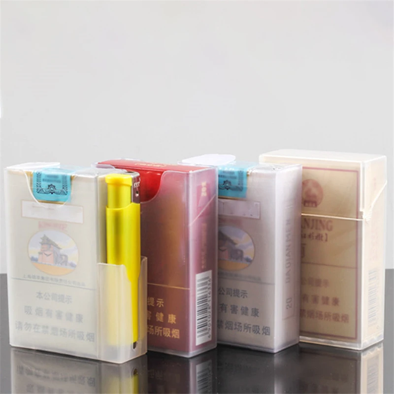 2Pcs/set Transparent Cigarette Case Cigarette Lighter Cases Storage Boxes Portable Plastic Lighters Cigarette Box Accessories