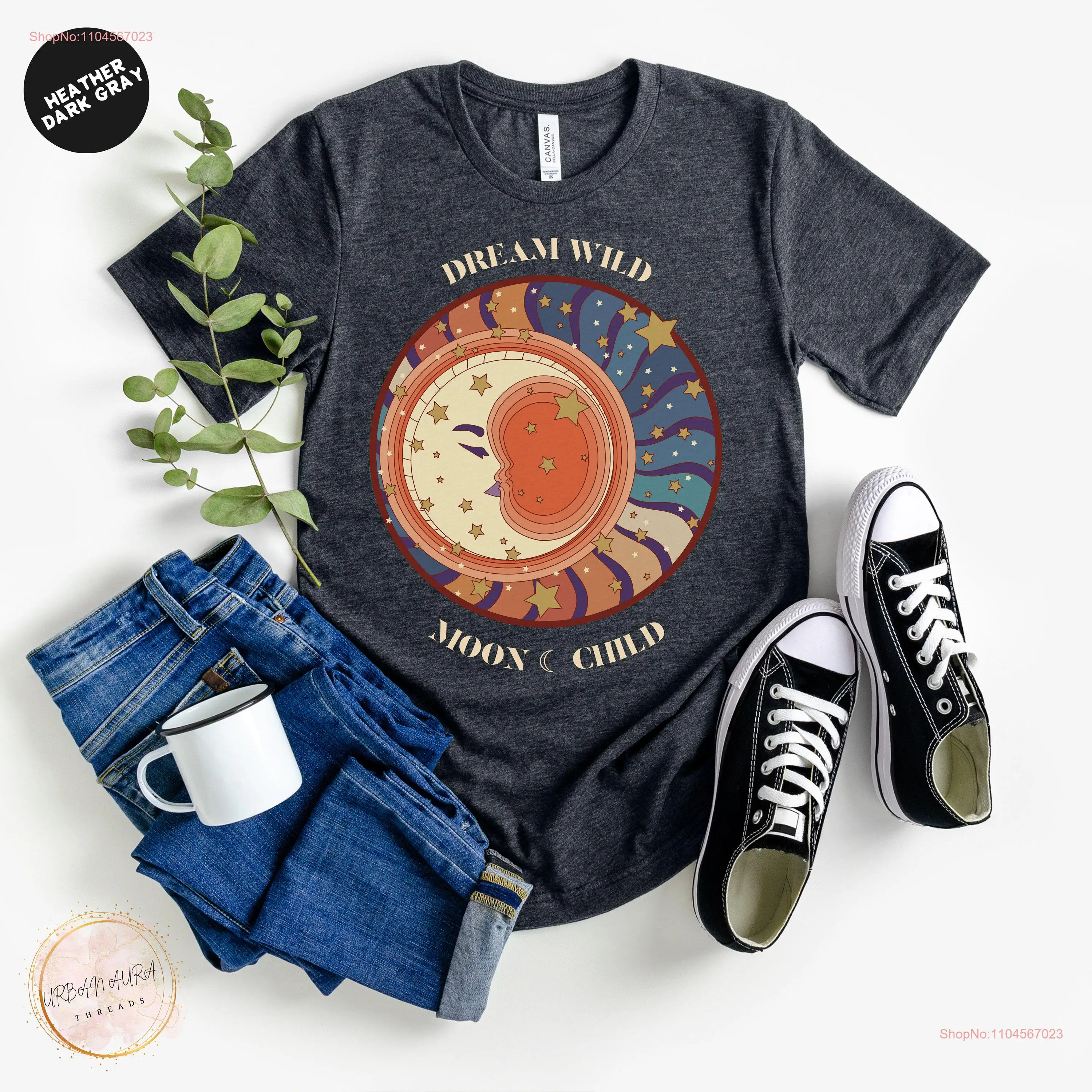 

Dream Wild Moon Child T Shirt Celestial and Stars Boho Perfect Bohemian Mystic long or short sleeves