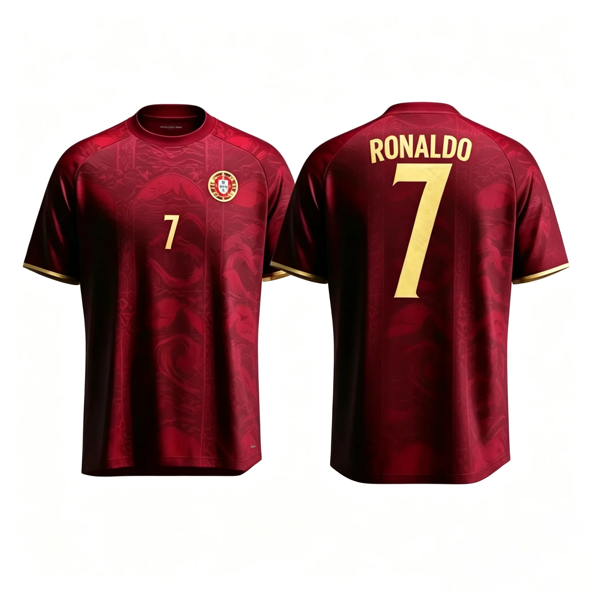 Men Portugal Legend No.7 Short Sleeve Football Jersey, Vintage Wave Soccer Tee, Unisex Sports Top For Adults Kids