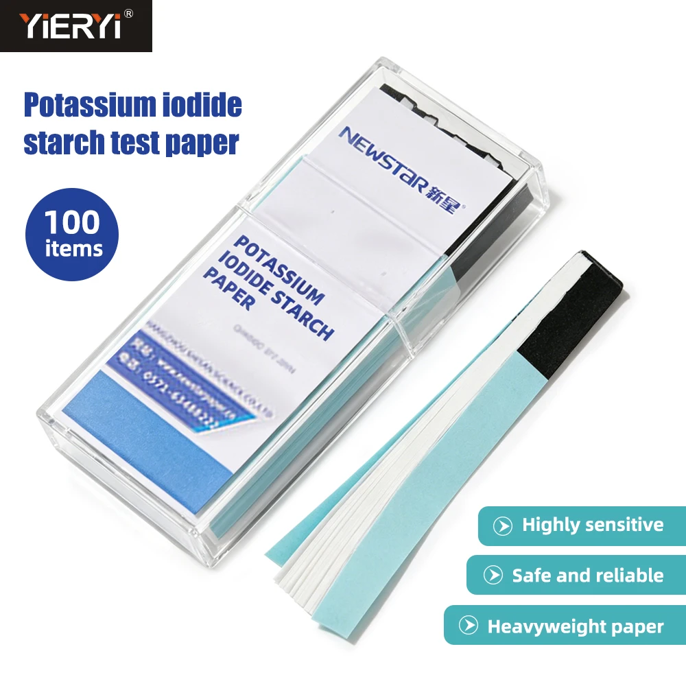 Yieryi High Accurate Potassium Iodide Starch Test Paper for Swimming Pool SPA Chlorine Ozone Water Quality Tester 100 Strips