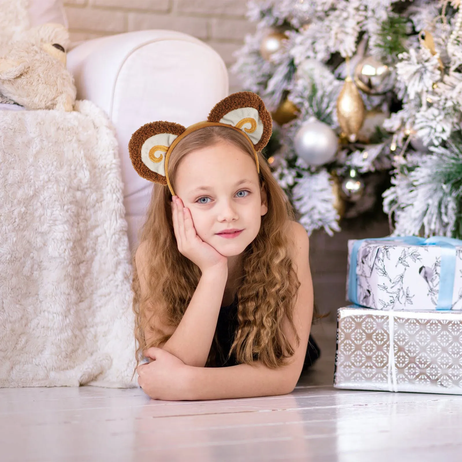 1Set Monkey Headband Tail Bowtie Costume Props Cosplay Animal Party Accessory for Stage Performance Birthday Supplies