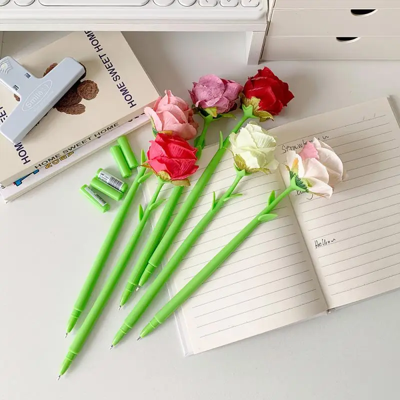

High Quality Simulation Flowers Gel Pens Fashion Exquisite Ballpoint Pen Creative Kawaii Neutral Pens Student Stationery Gifts
